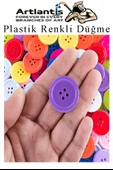 Renkli Düğme Plastik 2.5 cm 50 li 1 Paket 25 mm Plastik Renkli Düğme Dikiş Parlak Yuvarlak 4 Delikli Düğme Etkinlik Okul - 7