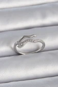Pirinç Gümüş Renk Zirkon Taşlı Yılan Ayarlanabilir Model Kadın Yüzük - TJ-BYK3369 - 1