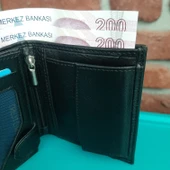 Hakiki Deri Erkek Bozuk Para Gözlü Siyah Mini Cüzdan gvn-0116 - 3