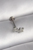 316L Çelik Gümüş Renk Zirkon Taşlı Yıldız Model Tragus Piercing - TJ-PR1353 - 1