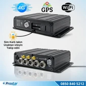 SD Kartlı Uzaktan izlemeli 4 Kanal 1080P GPS 4G WIFI  E5204 Profesyonel Mobil DVR Kayıt Cihazı - 1