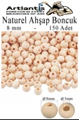 Naturel Ahşap Boncuk 8mm 150 li 1 Paket Ham Boyanabilir Ahşap Yuvarlak Doğal Boncuklar Takı Tasarım Ektinlik Kreş Okul - 1