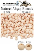 Naturel Ahşap Boncuk 8mm 50 li 1 Paket Ham Boyanabilir Ahşap Yuvarlak Doğal Boncuklar Takı Tasarım Ektinlik Kreş Okul - 1