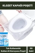 Klozet Kapak Örtüsü Pratik Kullanımlı Hijyenik Klozet Kapağı Poşeti Avm Halka Açık Tuvalet 50 Adet - 1