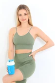 Özel Üretim Göğüs Toparlayıcı Sarkma Önleyen Spor Günlük İnce İp Askılı Pedli Fitilli Crop Büstiyer - 2