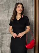 Lucky Life Kadın Yaka Ribanalı Çift Yırtmaçlı Elbise - 4