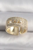 Pirinç Gold Renk Zirkon Taşlı Messika Model Ayarlanabilir Kadın Yüzük - TJ-BYK3486 - 1