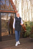 Belden Lastikli Çıtçıtlı Dört Cepli Kapitone Yelek - (38-46) - 71256 - Siyah - 3