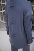 O Yaka Kolları Kurdela Detaylı İkili Tesettür Eşofman Takımı - 71251.006 - İndigo thumbnail 8