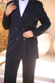 Kruvaze Dört Düğmeli Ceket Takımı - (38-46) - 71250 - Siyah - 3
