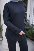 O Yaka Kolları Kurdela Detaylı İkili Tesettür Eşofman Takımı - 71251.015 - Lacivert - 6
