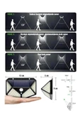 100 Ledli Solar Lamba Beyaz Led Işık Güneş Enerjili Yazlık Bahçe Duvar Kapı Aydınlatma Aplik Lambası - 4
