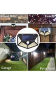 100 Ledli Solar Lamba Beyaz Led Işık Güneş Enerjili Yazlık Bahçe Duvar Kapı Aydınlatma Aplik Lambası - 8