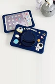 Honor Pad X8A 11 inç Uyumlu Pembe Kedi Çocuk Kılıfı Askılı 360 Dönebilen Standlı Eğlenceli Koruyucu  LACİVERT - 5