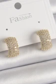 Pirinç Gold Renk Zirkon Taşlı Kadın Küpe - TJ-BKP9933 - 1