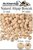 Naturel Ahşap Boncuk 12mm 50 li 1 Paket Ham Boyanabilir Ahşap Yuvarlak Doğal Boncuklar Takı Tasarım Ektinlik Kreş Okul - 1