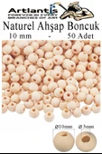 Naturel Ahşap Boncuk 10mm 50 li 1 Paket Ham Boyanabilir Ahşap Yuvarlak Doğal Boncuklar Takı Tasarım Ektinlik Kreş Okul - 1
