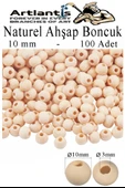 Naturel Ahşap Boncuk 10mm 100 lü 1 Paket Ham Boyanabilir Ahşap Yuvarlak Doğal Boncuklar Takı Tasarım Ektinlik Kreş Okul - 1