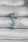 316L Çelik Gümüş Renk Mavi Renk Sallantı Elbise Model Nomination Charm - TJ-BC1101 - 1
