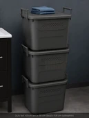 3’lü Set Soğanlık Sepet Havalandırmalı Erzak Kutusu Bpa Free Sebzelik Saklama Kutusu Antrasit 90 Lt thumbnail 2