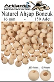 Naturel Ahşap Boncuk 16mm 150 li 1 Paket Ham Boyanabilir Ahşap Yuvarlak Doğal Boncuklar Takı Tasarım Ektinlik Kreş Okul - 1