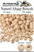 Naturel Ahşap Boncuk 14mm 50 li 1 Paket Ham Boyanabilir Ahşap Yuvarlak Doğal Boncuklar Takı Tasarım Ektinlik Kreş Okul - 1
