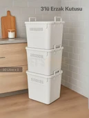 3’lü Set Soğanlık Sepet Havalandırmalı Erzak Kutusu Bpa Free Sebzelik Saklama Kutusu Beyaz 90 Lt - 1