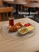 Sunum Tepsisi Kırılmaz Çay Tepsisi BPA Free Servis Tepsisi Şeffaf 39x39 cm - 1