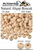Naturel Ahşap Boncuk 16mm 100 lü 1 Paket Ham Boyanabilir Ahşap Yuvarlak Doğal Boncuklar Takı Tasarım Ektinlik Kreş Okul - 1