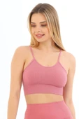 Özel Üretim Göğüs Toparlayıcı Sarkma Önleyen Spor Günlük İnce İp Askılı Pedli Fitilli Crop Büstiyer - 8