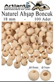 Naturel Ahşap Boncuk 18mm 100 lü 1 Paket Ham Boyanabilir Ahşap Yuvarlak Doğal Boncuklar Takı Tasarım Ektinlik Kreş Okul - 1