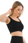 Premium Göğüs Toparlayıcı Sarkma Önleyen Spor Günlük Kalın Askılı Pedli Fitilli Crop Büstiyer - 2