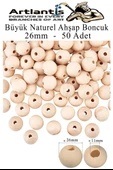 Naturel Ahşap Boncuk 26mm 50 li 1 Paket Ham Boyanabilir Ahşap Yuvarlak Doğal Boncuklar Takı Tasarım Ektinlik Kreş Okul - 1