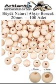 Naturel Ahşap Boncuk 20mm 100 lü 1 Paket Ham Boyanabilir Ahşap Yuvarlak Doğal Boncuklar Takı Tasarım Ektinlik Kreş Okul - 1