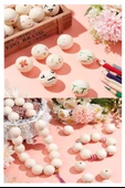 Naturel Ahşap Boncuk 32mm 30 lu 1 Paket Ham Boyanabilir Ahşap Yuvarlak Doğal Boncuklar Takı Tasarım Ektinlik Kreş Okul - 6