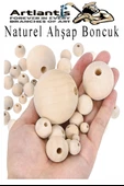 Naturel Ahşap Boncuk 32mm 30 lu 1 Paket Ham Boyanabilir Ahşap Yuvarlak Doğal Boncuklar Takı Tasarım Ektinlik Kreş Okul - 3