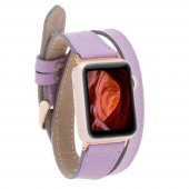 Bouletta Apple Watch Deri Kordon 42-44mm Slim Çift Tur CP22 Lila - 1