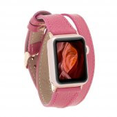 Bouletta Apple Watch Deri Kordon 42-44mm Slim Çift Tur CP4 Fuşya - 1