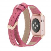 Bouletta Apple Watch Deri Kordon 42-44mm Slim Çift Tur CP4 Fuşya - 2