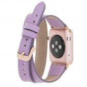 Bouletta Apple Watch Deri Kordon 42-44mm Slim Çift Tur CP22 Lila - 2