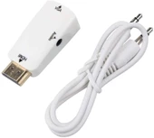 HDMI to VGA 3.5mm Jack Ses Çıkışlı FHD 1080P Çevirici Dönüştürücü 4867 - 1