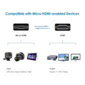Ancheyn Micro HDMI to HDMI Çevirici Görüntü ve Ses Aktarım Kablosu 15 cm 5139 - 7