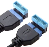 USB 3.0 19 20 Pin Dişi Erkek 90 Derece Yön Değiştirme Uzatma Adaptörü 2 Adet 4976 thumbnail 2