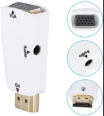 HDMI to VGA 3.5mm Jack Ses Çıkışlı FHD 1080P Çevirici Dönüştürücü 4867 - 2