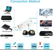 HDMI to VGA 3.5mm Jack Ses Çıkışlı FHD 1080P Çevirici Dönüştürücü 4867 - 7