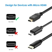 Ancheyn Micro HDMI to HDMI Çevirici Görüntü ve Ses Aktarım Kablosu 15 cm 5139 - 6