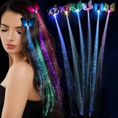 Led Fiber Optik Işıklı Kelebek Saç Klipsi 1 Adet - 1