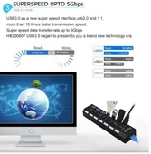 Ancheyn 7 Port USB 3.0 ve USB 2.0 Hub Anahtarlı Çoklayıcı Çoğaltıcı Switch 5258 thumbnail 9