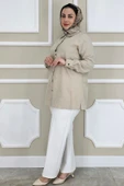 KADIN LİKRALI CEPLİ BELİ BAĞCIKLI PANTOLON - 2