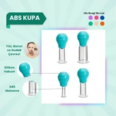 Silikon Vakumlu ABS Plastik Yüz Masaj Kupası 4'lü Set Yeşil - 1
